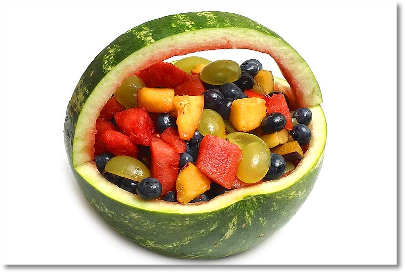 Rezept: Obstsalat im Melonenkorb - hier klicken